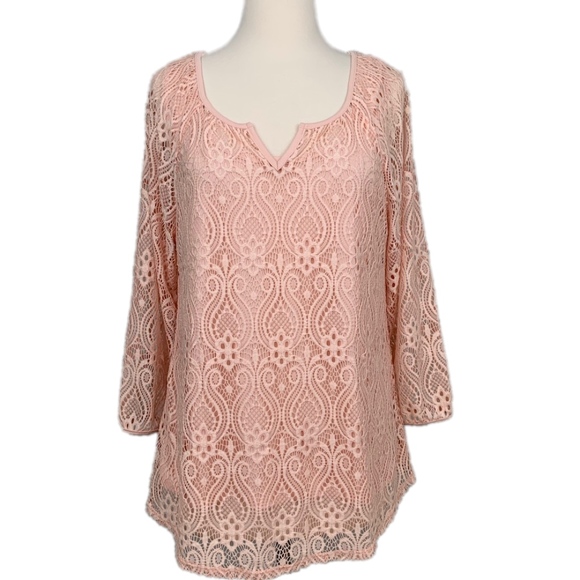 STYLE & CO Tunic Top & Tank Set Lace 2-Piece Bohemian Peach Medium - Picture 1 of 5